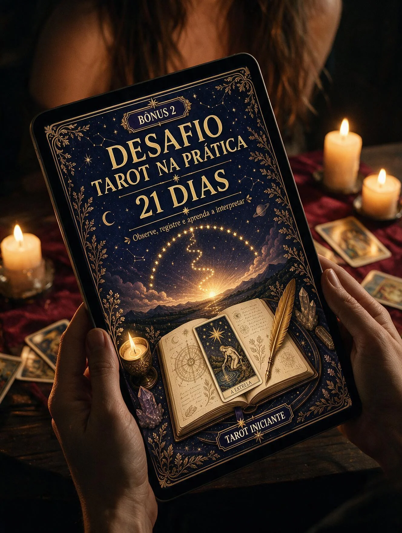 Desafio Tarot na Prática acessado no tablet